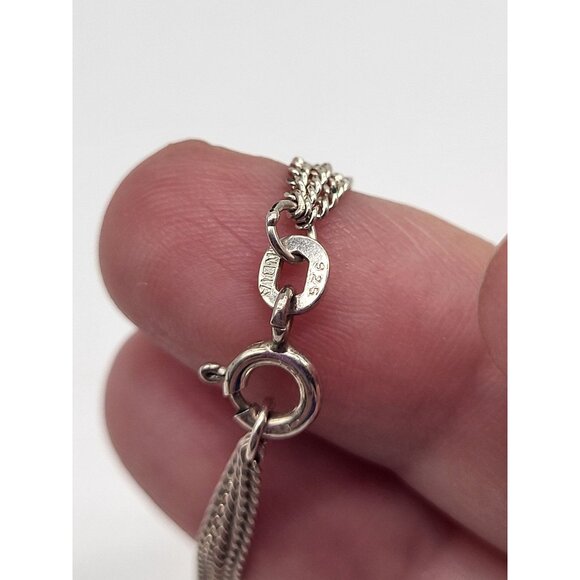 Sterling Silver 925 India Multi Strand Curb Chain Bracelet with Cutout Hearts - Picture 3 of 8